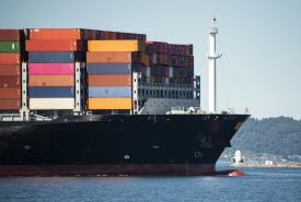 Ship carrying containers